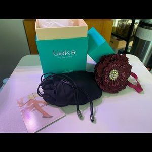 Teal Tieks Box with Purple sparkly elastic flower